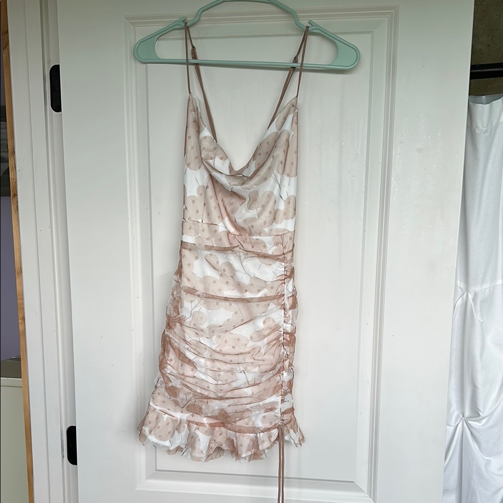The Vintage Shop Cream and Brown Mini Dress